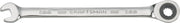 Photo of Craftsman 8mm ratcheting combination wrench CMMT39240, chrome finish, side view on white background.