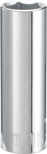 Craftsman CMMT43334 chrome deep socket, 9/16 inch, front angle on white background.