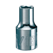 Photo of Craftsman CMMT43491 chrome socket, 3/16 inch size, front angle on white background.