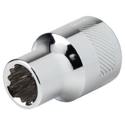 Craftsman chrome spline socket CMMT44296, side angle on white background.