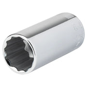 Craftsman chrome socket, deep design, 22mm size, side angle, CMMT44298.