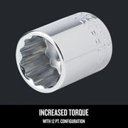Craftsman chrome 12-point socket, SKU CMMT44307, product close-up on white background.