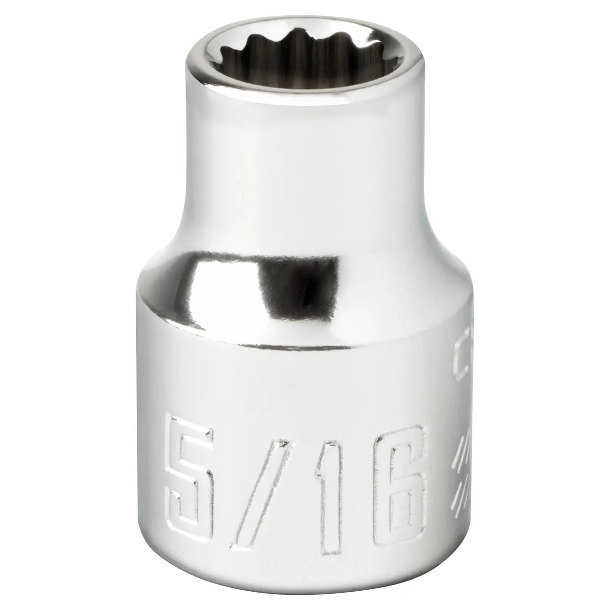 Craftsman chrome 5/16 inch socket, twelve-point, front angle, CMMT44329.