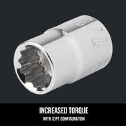 Craftsman chrome socket, 12-point configuration, front angle, SKU CMMT44332, graphics category.