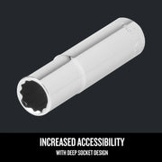 Craftsman deep socket, chrome finish, graphics category, white background, CMMT44415.