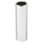 Craftsman CMMT44417 chrome 13mm deep socket, front angle on white background.