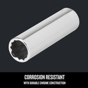 CRAFTSMAN chrome socket, corrosion resistant, model CMMT44417, shown at an angle on black background.