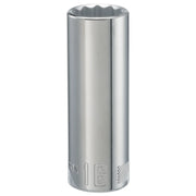 Photo of Craftsman deep socket 16mm, chrome finish, SKU CMMT44421, tool category, front angle on white background.