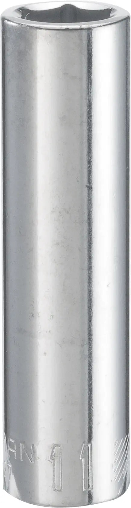 Photo of Craftsman CMMT44427 chrome deep socket, 6-point, front view on white background.