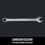 Craftsman CMMT44709 silver combination wrench with nickel-chrome plating, side angle on white background.