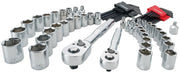 Photo of Craftsman socket and ratchet set with hex keys, model CMMT45071, top angle on white background.