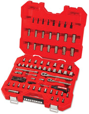 Craftsman CMMT45304 red socket and ratchet set in hard case, angled view on white background.
