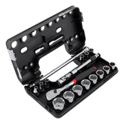 Photo of CRAFTSMAN socket and ratchet set in black case, angled view, SKU CMMT45752V.