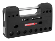 Photo of CRAFTSMAN CMMT45752V black plastic and metal tool case, front angle, showing handle and multiple round slots.