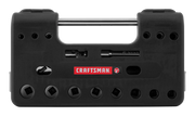 Front angle photo of Craftsman socket set case, black plastic with handle, SKU CMMT45752V, organized socket slots.