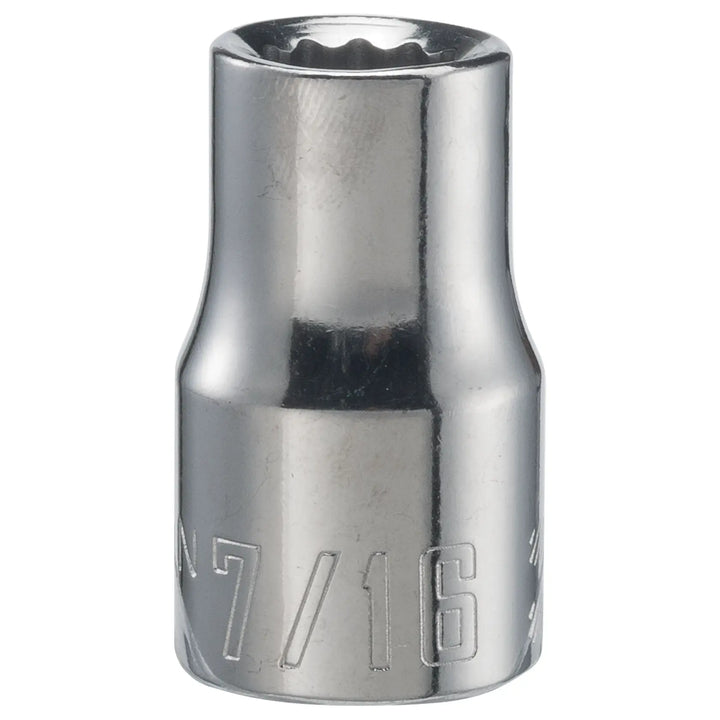 Craftsman 7/16 inch chrome socket, SKU CMMT47501, straight-on white background.