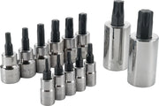 Craftsman chrome Torx bit socket set CMMT49294, 14 pieces, front angle on white background.