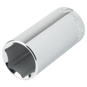 CRAFTSMAN chrome socket CMMT50757, photography of six-point deep socket on white background angled view.