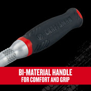 Craftsman graphics CMMT86304V bi-material handle with black and red grip, close-up side angle.