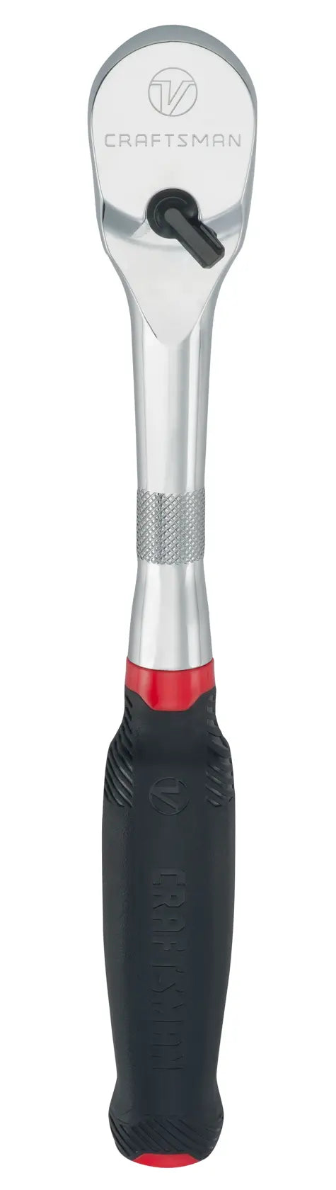Front view photo of Craftsman ratchet wrench with black and red handle, SKU CMMT86334V.