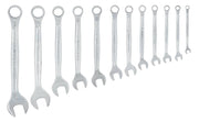 Photo of Craftsman wrench set, 12 silver wrenches, SKU CMMT87300V, side angle, on white background.