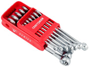 Photo of Craftsman CMMT87325V V-Series wrench set in a red holder, angled on white background.
