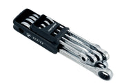 Photo of CRAFTSMAN V-Series ratcheting wrenches set in black holder, SKU CMMT87350V, angled on white background.