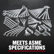 Photo of CRAFTSMAN wrench set, SKU CMMT87902, multiple sizes arranged on black surface, top-down angle.