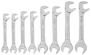 Front angle photo of Craftsman open-end wrench set, chrome finish, eight pieces, SKU CMMT94308.
