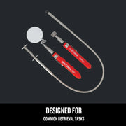 Photo of Craftsman retrieval tool set CMMT98276 with red handles, including flexible grabber, magnetic pickup, and inspection mirror.