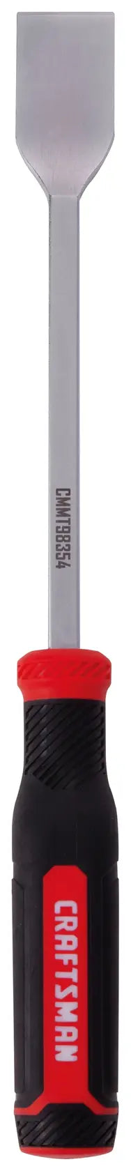 Photo of Craftsman pry bar with black and red handle, SKU CMMT98354, front angle on white background.