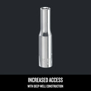 CRAFTSMAN deep-well socket, silver finish, vertical angle, graphics SKU CMMT99104.