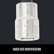 Craftsman socket with engraved size 3, chrome finish, front angle, CMMT99258, graphics category.