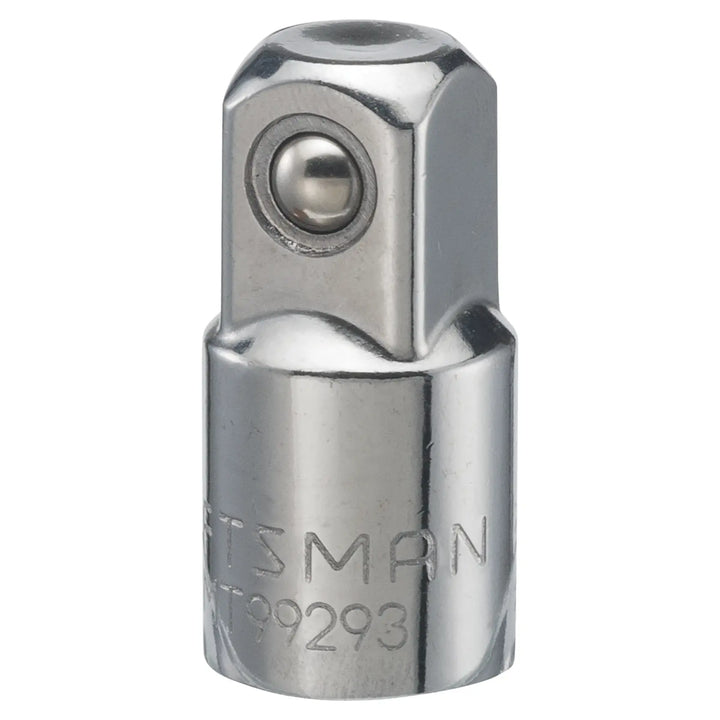 Photo of a Craftsman socket adapter, SKU CMMT99293, chrome finish, product shown from front on white background.