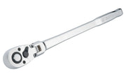Craftsman chrome ratchet wrench CMMT99430, angled side view on white background.