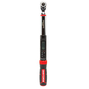 Photo of CRAFTSMAN digital torque wrench, black and red handle, LCD display, SKU CMMT99435, product shown vertically.