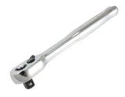 Photo of Craftsman ratchet wrench, chrome finish, side angle, SKU CMMT99442, hand tool category.