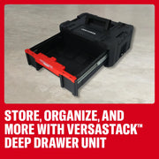 Craftsman CMST17803 black and red Versastack deep drawer unit, angled view on white background.