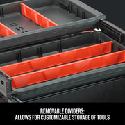 Craftsman graphics CMST18001 tool organizer with removable red dividers in a top-down angle photo.