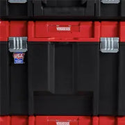 Front angle photo of Craftsman black and red tool box, metal latches, SKU CMST60402, on white background.