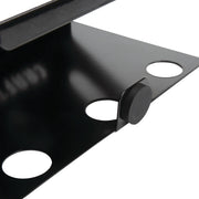 Close-up photo of CRAFTSMAN metal bracket with circular holes, black finish, SKU CMST82696, product angled on white.
