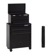 Photo of Craftsman CMST82763BK black rolling tool chest with open top and matching drawer liner on white background.