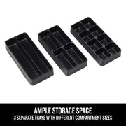 Craftsman CMST98018 graphics showing three black storage trays with multiple compartments, angled on white.