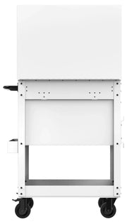 Front view photo of CRAFTSMAN mobile tool storage cart CMST98276WW with white finish and four black caster wheels.