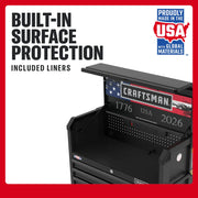 Craftsman CMST98283P graphics showing tool chest with patriotic USA panel and built-in surface protection liners