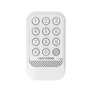 Craftsman CMX348 garage door keypad white front view, numeric buttons, myQ logo visible.