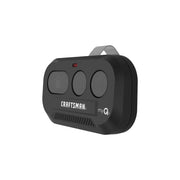 Craftsman CMX363 black garage remote control, three buttons, angled photo on white background.