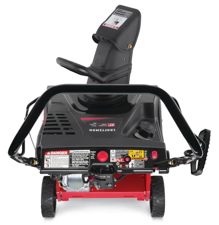 Craftsman 21-in Single Stage Snow Blower 31AS6ML2B66 white background beauty shot rear angle