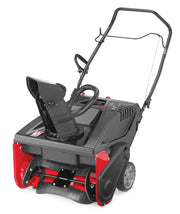 Craftsman single-stage snow blower CMXGBAM1054539, rear angle on white background, black and red design.