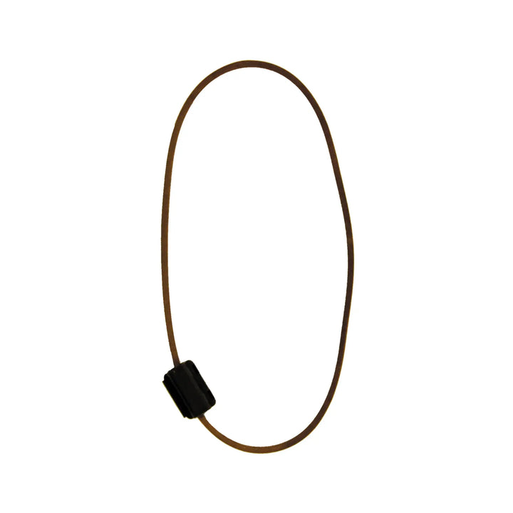 Craftsman CMXGZAM501054 brown lawn mower belt with black connector, top view on white background.